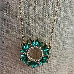 Anne Klein Green and Gold Necklace with Sunburst Pendant New, 2025. From Macy’s.